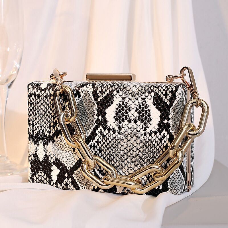 GI 12105 RISCE TAS CLUTCH PESTA MOTIF KULIT ULAR IMPORT WANITA CEWEK PEREMPUAN JAKARTA BATAM MEWAH ELEGANT JT