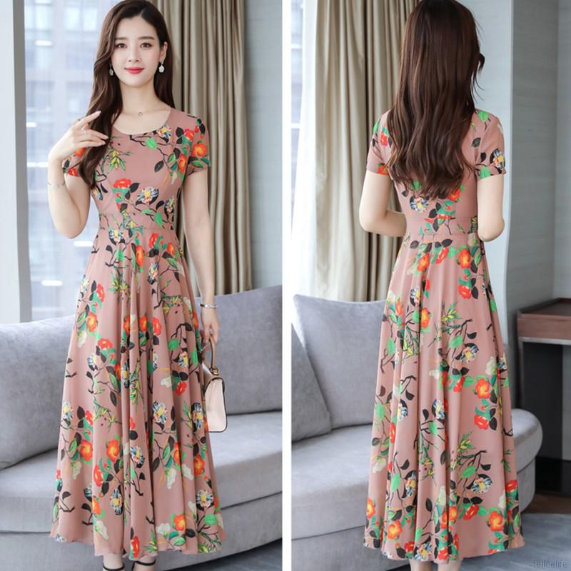  Dress Wanita  Sexy Lengan Pendek Model Round Neck Longgar 