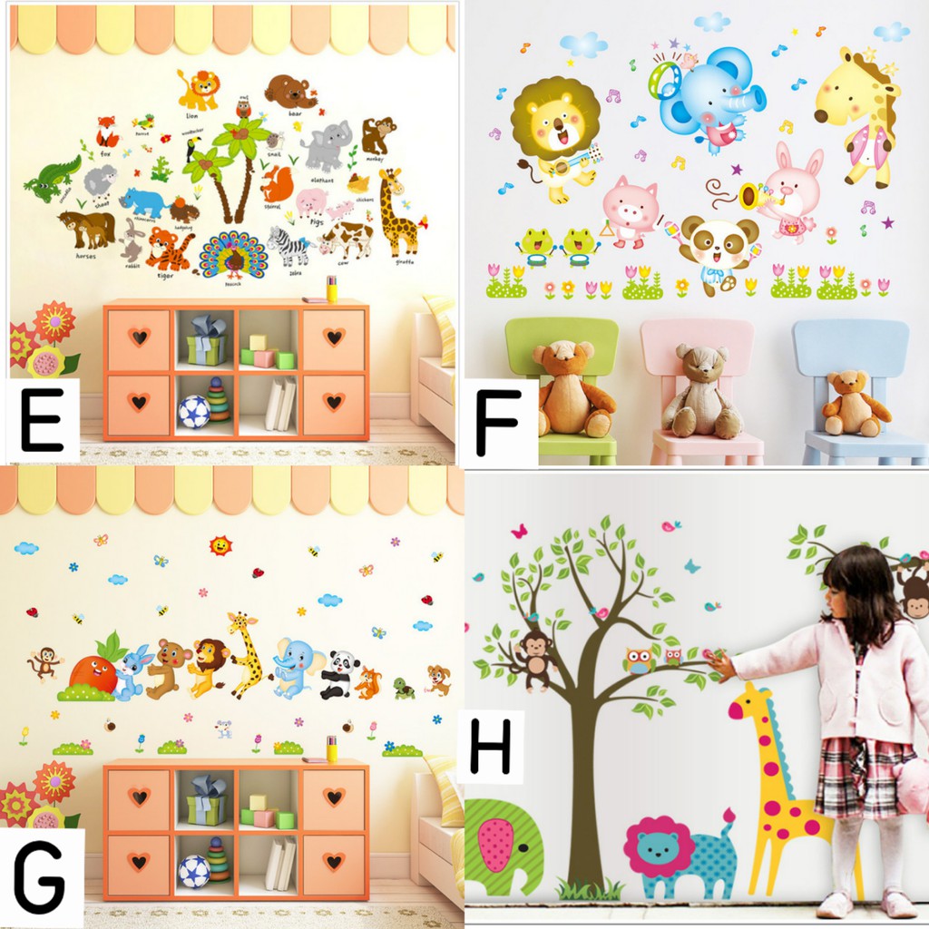 Reliza Wall Sticker Animal Hewan Anak Study Stiker Dinding Wallsticker LDR23