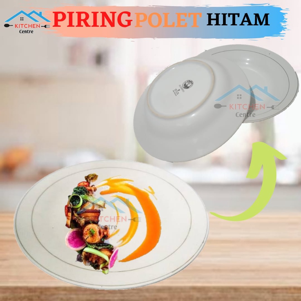 Piring Keramik Polet Putih Piring Makan Garis List Emas Piring Keramik