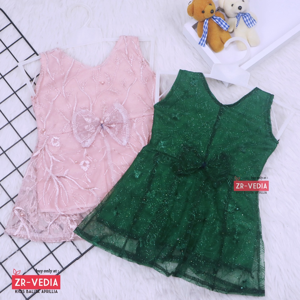 Dress Keira Uk 1-2 Tahun / Gaun Brukat Pesta Kondangan Baju Baby Import Dres Brukat Kensi Anak