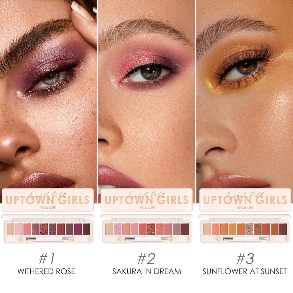 (READY &amp; ORI) Focallure Staymax 10 Colors warna Eyeshadow Pallete Uptown Girls palet FA158 Tahan Lama Waterproof