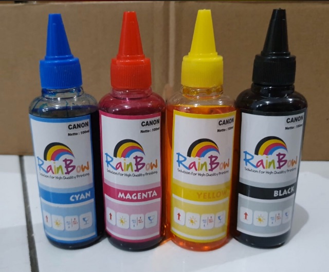 TINTA REFILL PRINTER CANON EPSON 100ML BOTOL RUNCING HARGA PER WARNA RAINBOW