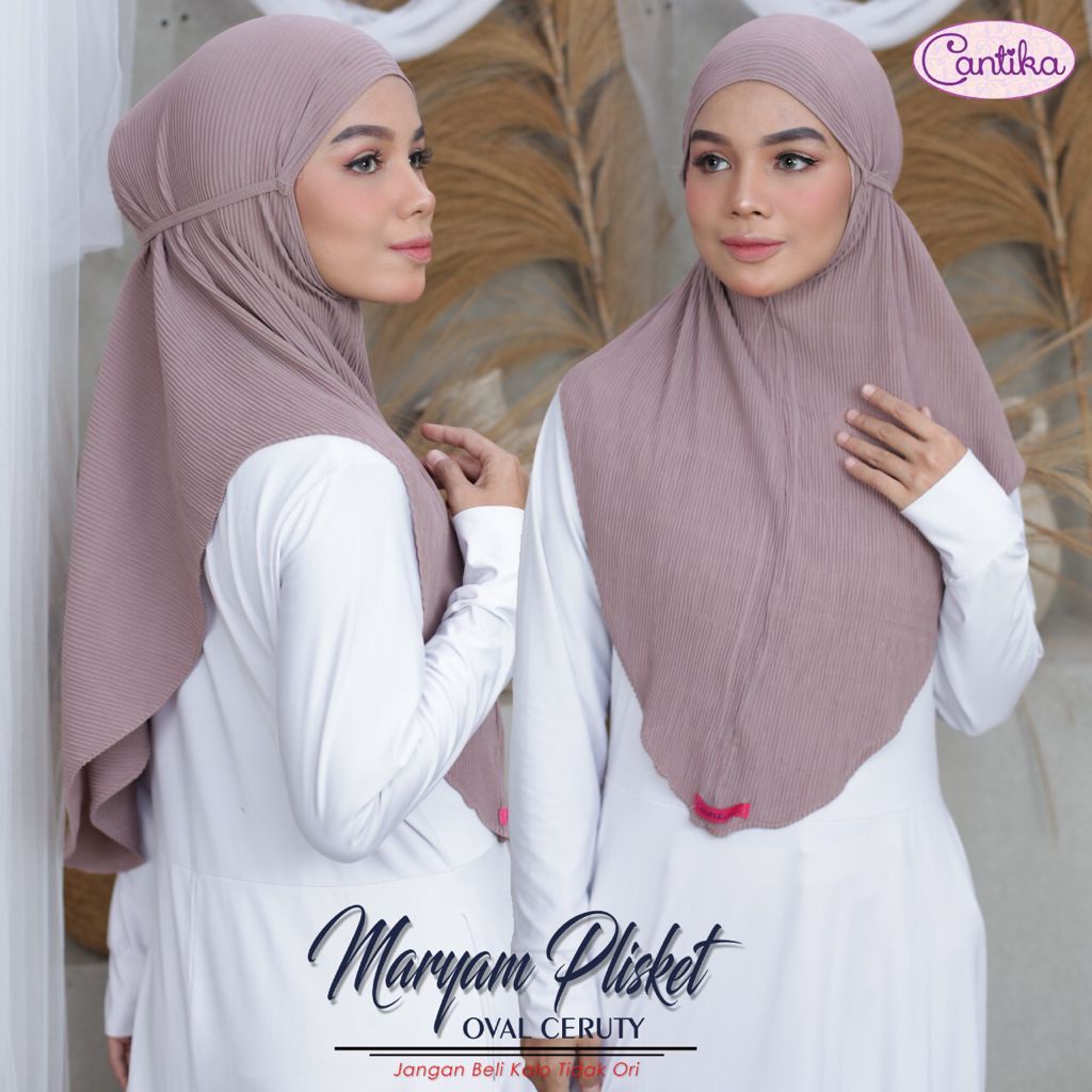 Jilbab Instan Maryam Plisket Tali Ceruti Ori Cantika-UNGU CANTIK