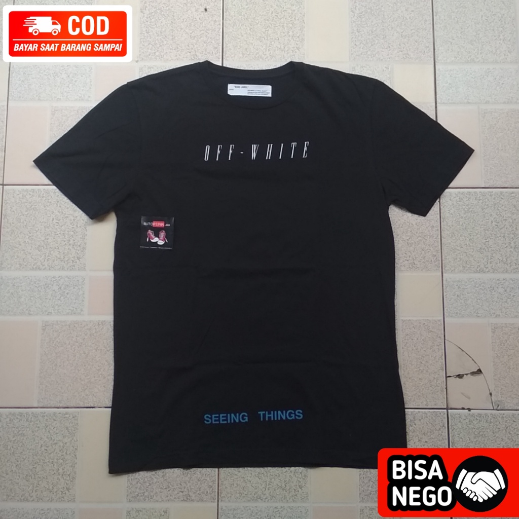 KAOS OFF WHITE SECOND ORIGINAL SIZE XL/TSHIRT OFF WHITE SECOND ORIGINAL/KAOS OFFWHITE HITAM PRELOVED