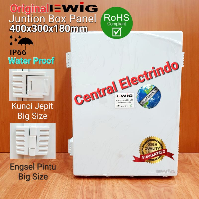 Junction Box Panel KG 400×300×180mm Plastik ABS EWIG With Base Plate.