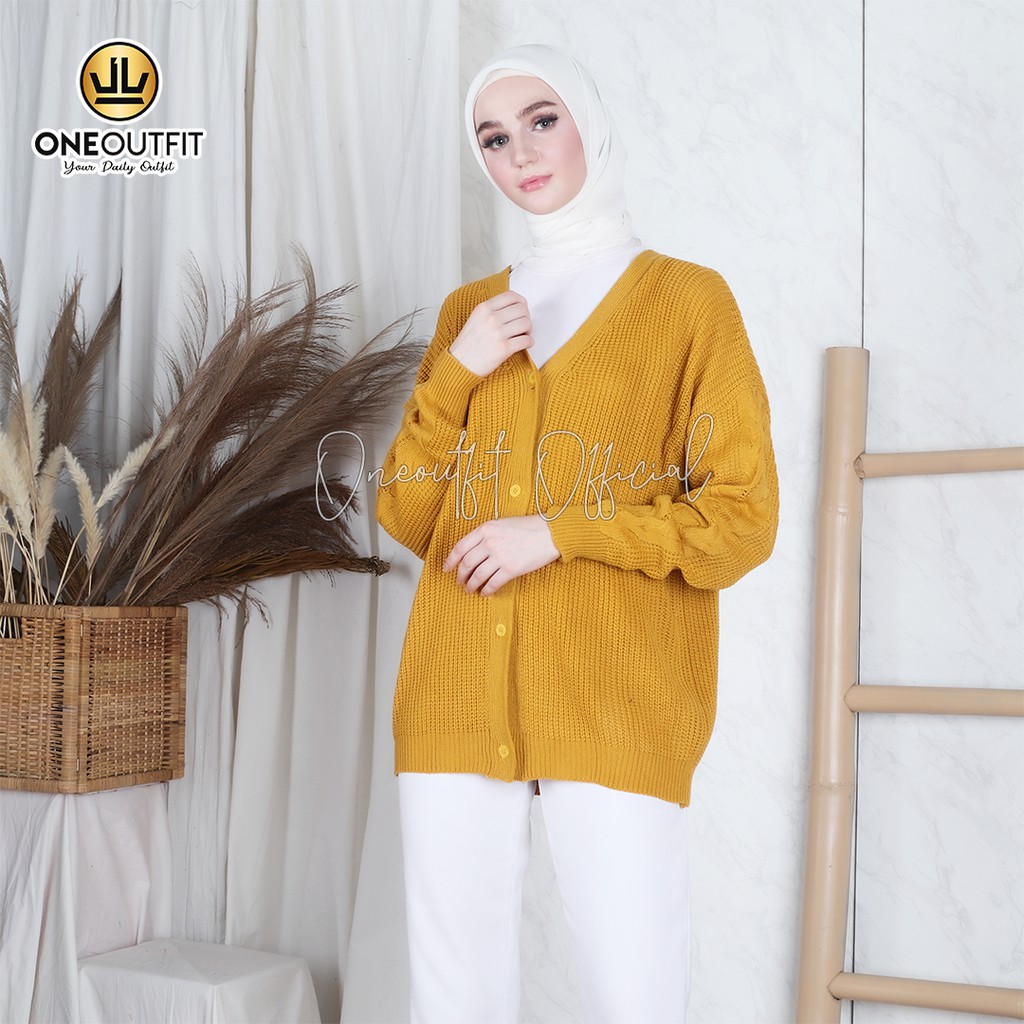 Cardigan Rajut Carissa Oversize Cardy Wanita Outerwear Kardigan Polos Big Size Outer Jumbo M L XL-5