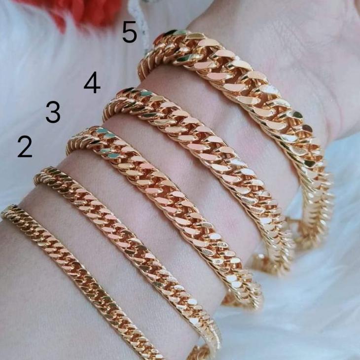 (SALE) (TERLENGKAP) GELANG RANTAI PRIA WANITA LAPIS EMAS 18K