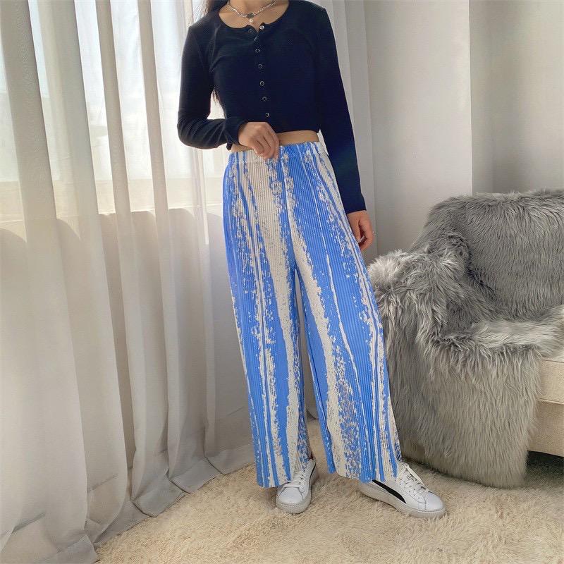 Celana Kulot Plisket Wanita Import 3 Warna Pinggang Karet 9685