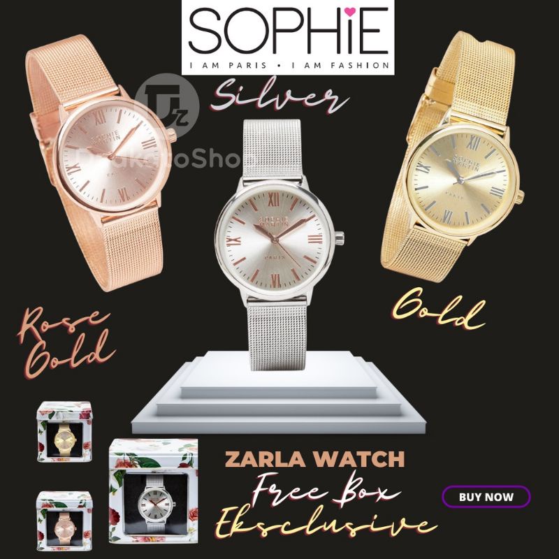 Jam tangan Zarla gold rose gold silver sophie martin Paris official original promo terbaru jam tanga
