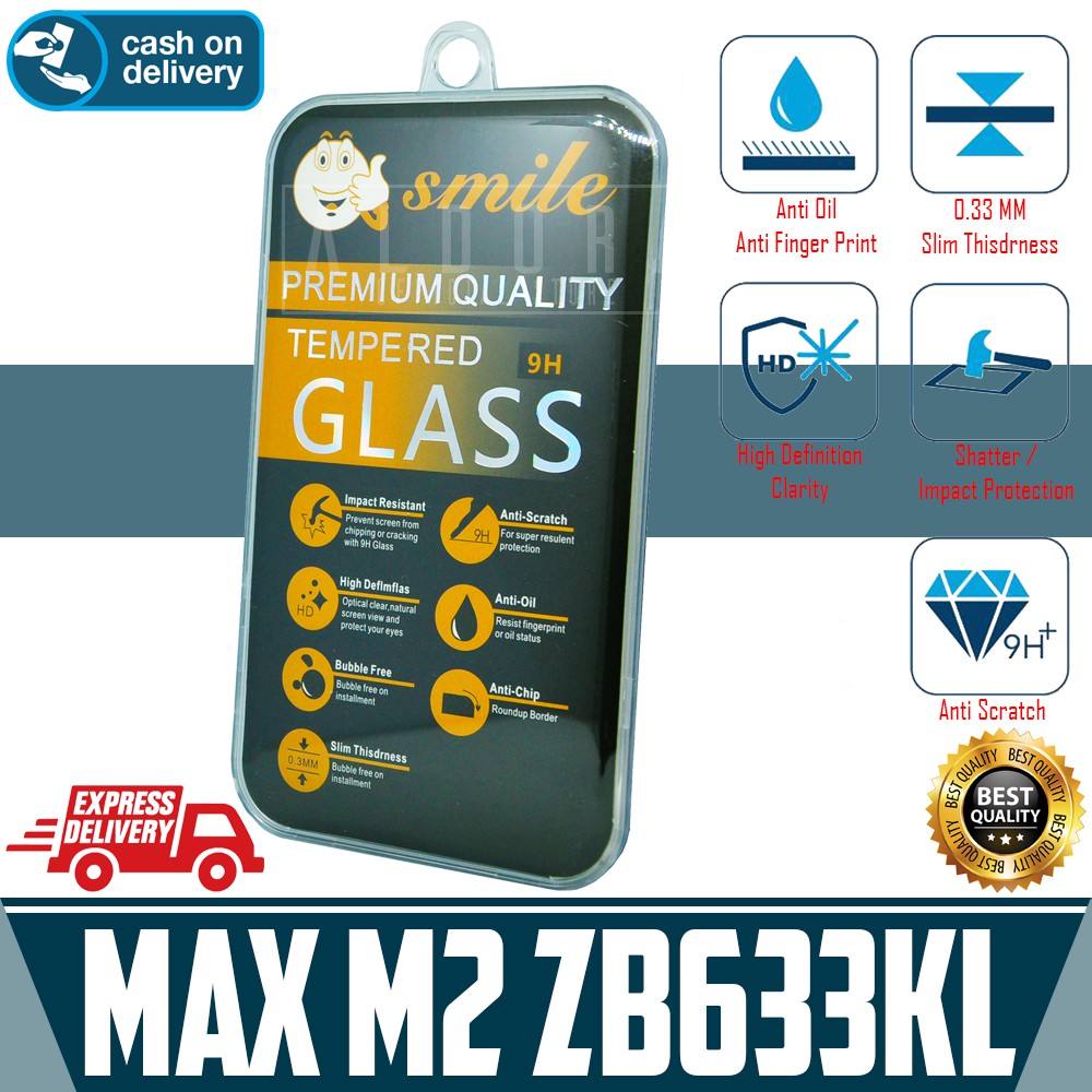 Tempered Glass Bening Zenfone Max M2 ZB633KL Anti Gores Kaca Smile
