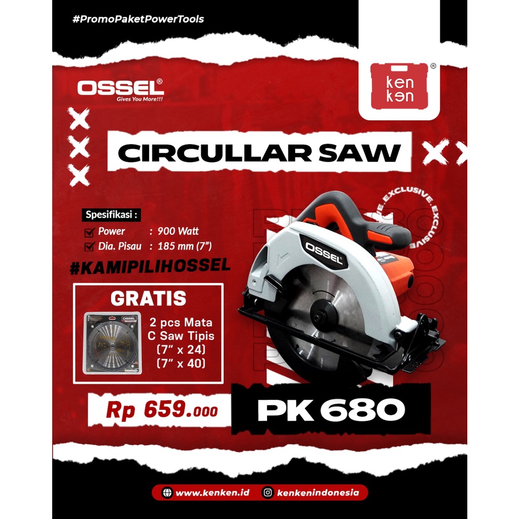 GRATIS Mata Mesin Gergaji Kayu PK680 Mesin Circular Saw PK680 Ossel