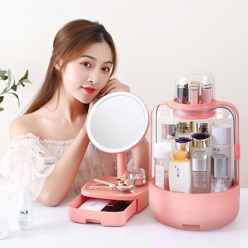 KOTAK MAKE UP / TEMPAT PENYIMPANAN ALAT MAKE UP SERBAGUNA / DENGAN KACA DAN LAMPU LED