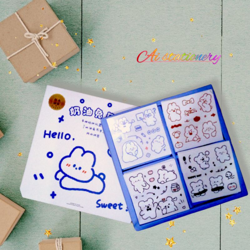 

[ Ai's ] Stiker botol DIY leptop DIARY jurnal / Stiker Transparan lucu / Hello White