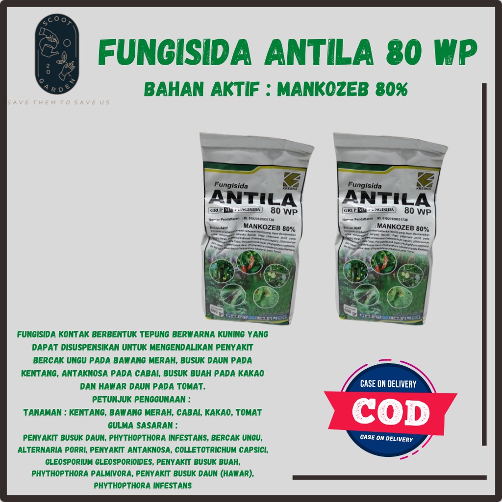Fungisida ANTILA 80WP 500gr. Obat semprot tanaman-Anti Busuk Buah dan Anti busuk Daun/Obat cabai