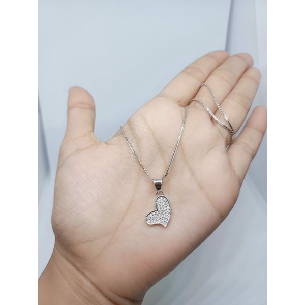 kalung itali santa +liontin love full mp / kalung perak asli silver925 lapis emas / kalung fashion