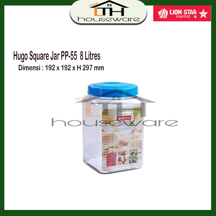 TOPLES PLASTIK / TEMPAT SELAI SEGI 8 LITER HUGO SQUARE JAR 205 -LION STAR PP-55 KELER KERUPUK