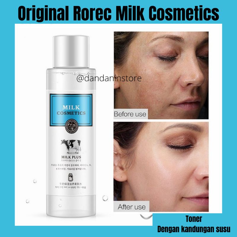 Skincare Rorec Toner Milk Plus Cosmetics Anti Aging Perawatan Wajah Wanita Cerah Bersinar Original Murah Non Box