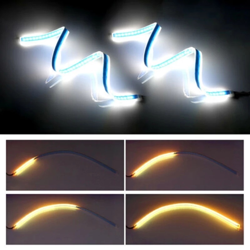 [1 Pair Ultra Thin Flow Light Strip Headlight Signal Daytime Running Lights Car LED Lights] [Auto Super Bright Car Signal Led DRL  Led Lamp Strips]