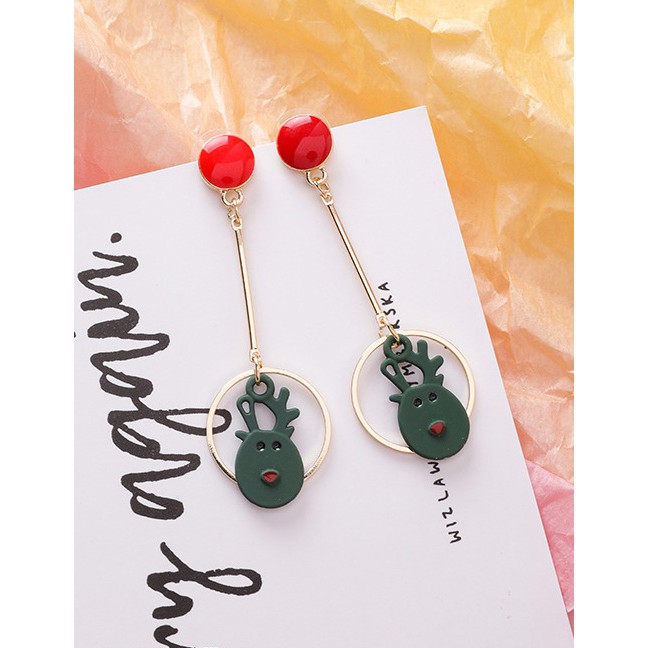 LRC Anting Tusuk Fashion Christmas Moose Head Cartoon Alloy Earrings D42699