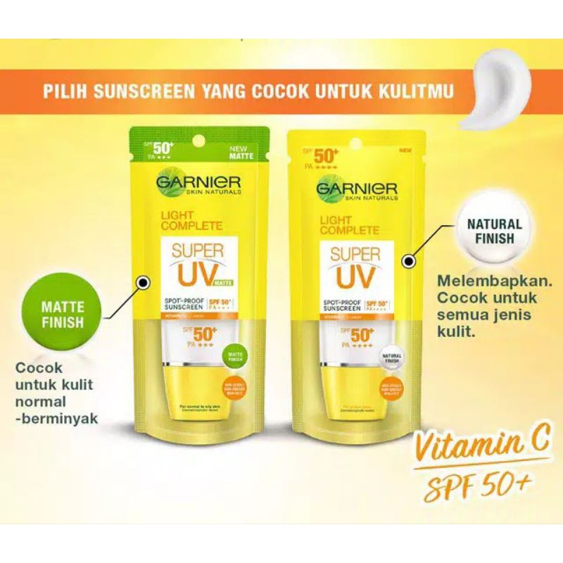 GARNIER SUPER UV MATTE VIT C + LEMON SUNSCREEN SUNBLOCK TABIR SURYA SPF 50