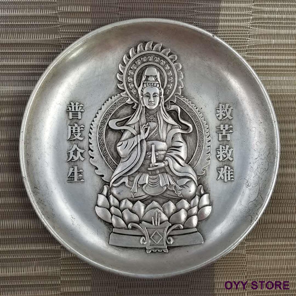 Koleksi antik sembilan putra pelat naga asli ornamen berlapis perak