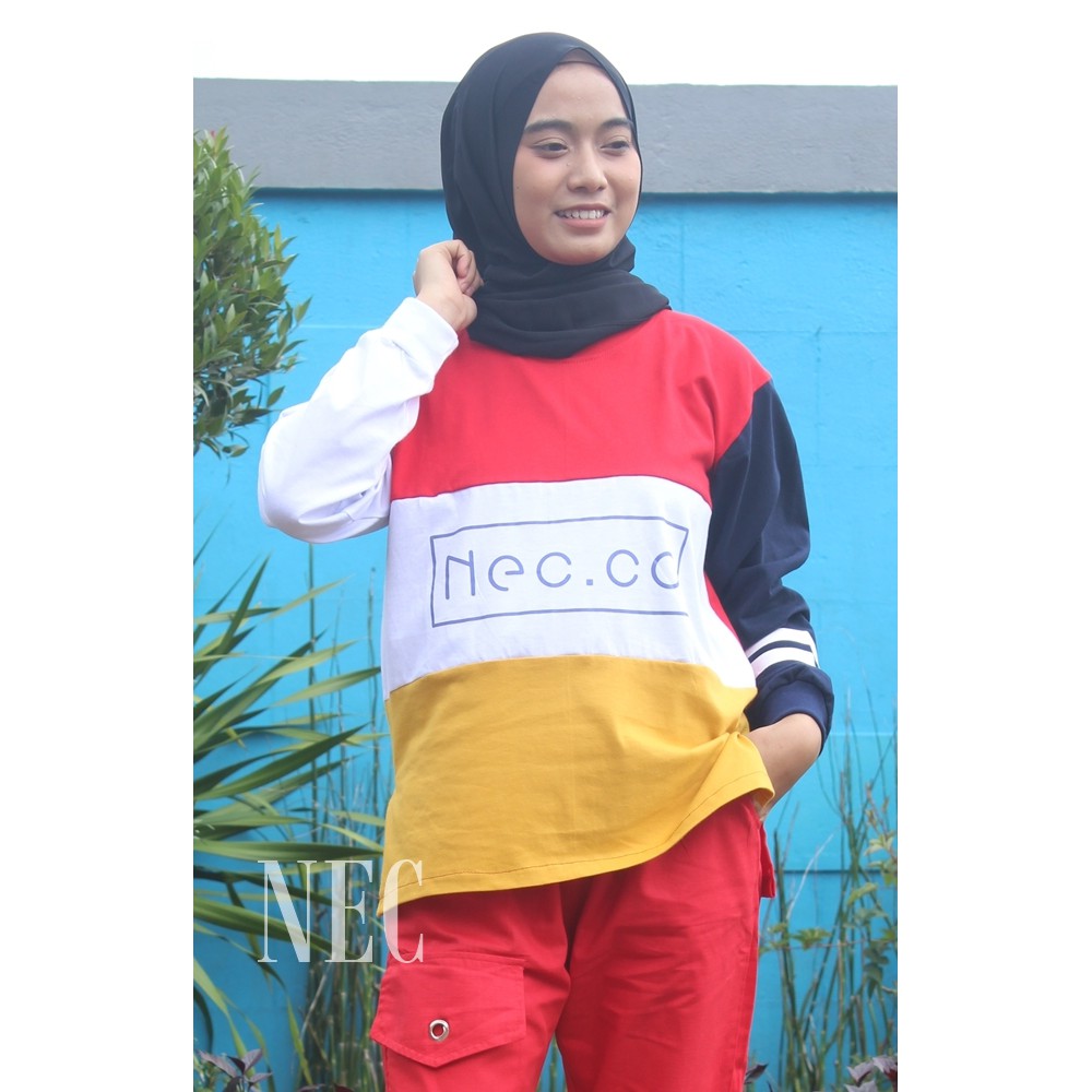 Kaos NEC Atasan Wanita Baju Lengan Panjang Wanita Modis