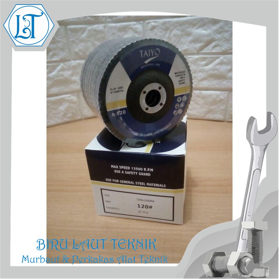 Taiyo mata gerinda amplas susun grit.120 4" flapdisk amplas susun slepan amplas 10pcs Obral