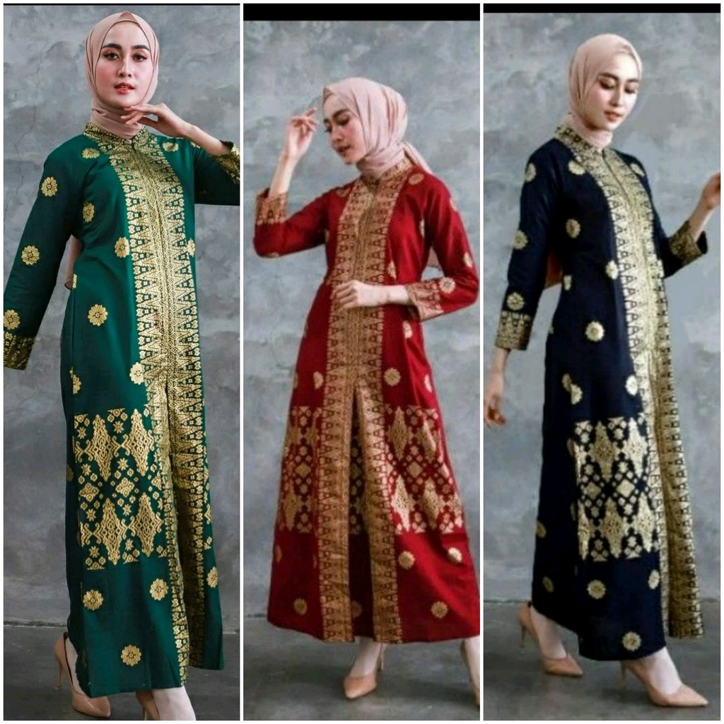 Ready Gamis Batik Songket Palembang Prada mewah