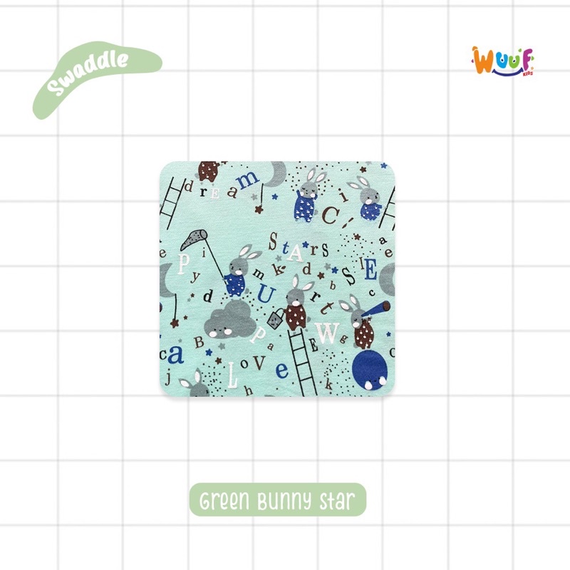 BEDONG BAYI / SWADDLE GREEN BUNNY STAR (WUUF KIDS)