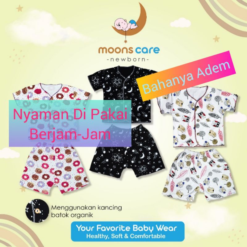 MOONS STELAN PENDEK SANTAI PREMIUM, SETELAN MAIN, SETELAN BAYI NEWBORN