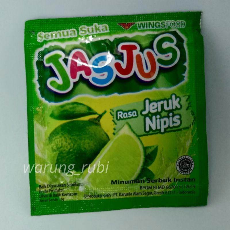 Jasjus rasa Jeruk Nipis 7 gram. Minuman Serbuk Instan Perasa Pemanis Bubuk  Jajanan Jadul Grosir 1 r