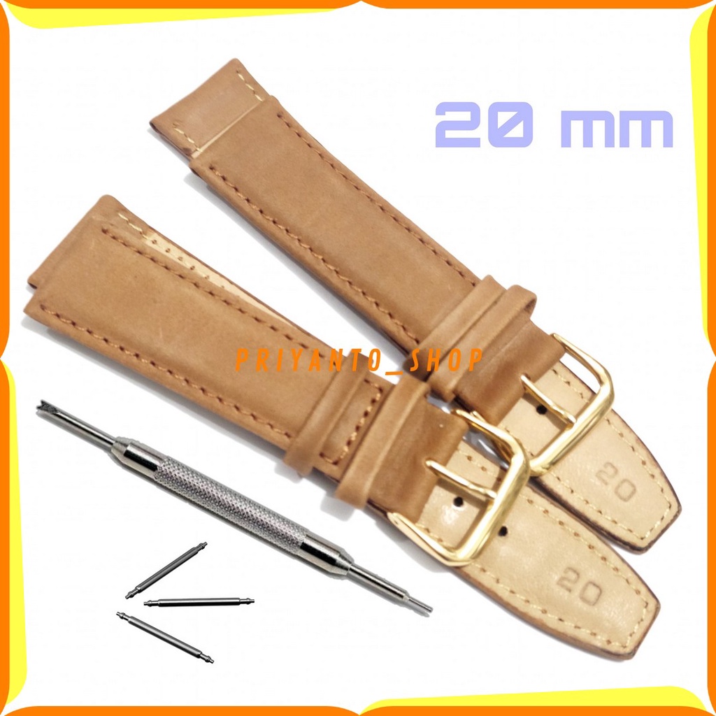 TALI JAM TANGAN KULIT BAGUS 20MM STRAP LEATHER WATCH 20 CM COKLAT BLUDRU FREE PEN