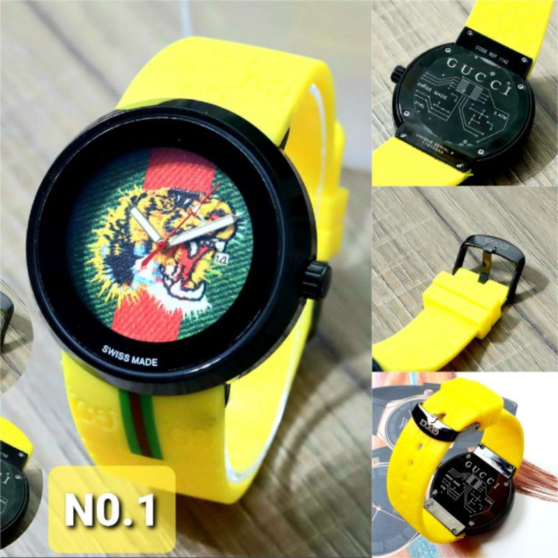 Jam Tangan Analog Pria Gucci  Tiger SN1048B Free Box Logo Gucci
