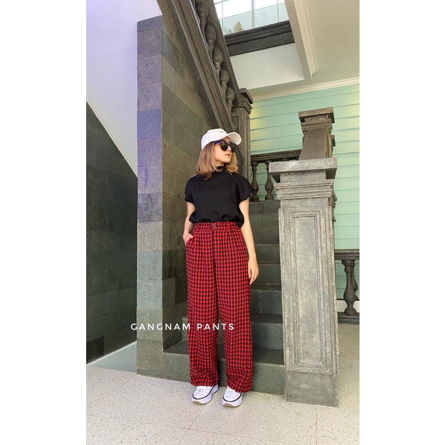 GANGNAM PANTS// CELANA KOTAK KOTAK WANITA // BAWAHAN LOOSE FLANEL