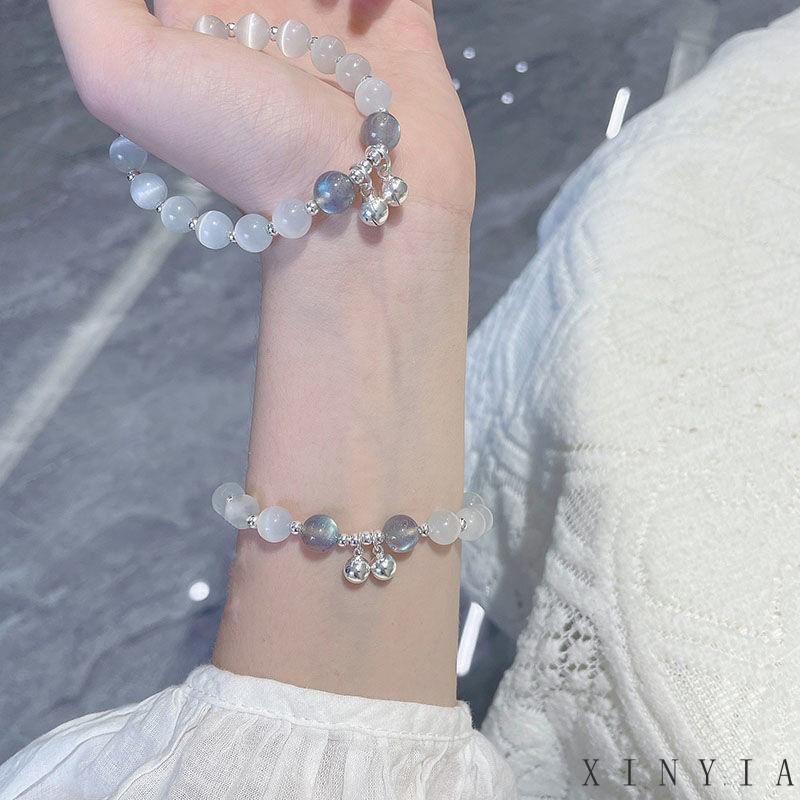 【COD】Fashion Opal Bell Beads Bracelet Mutiara Kupu-Kupu Hati Tulip Gelang Untuk Aksesoris Perhiasan Wanita