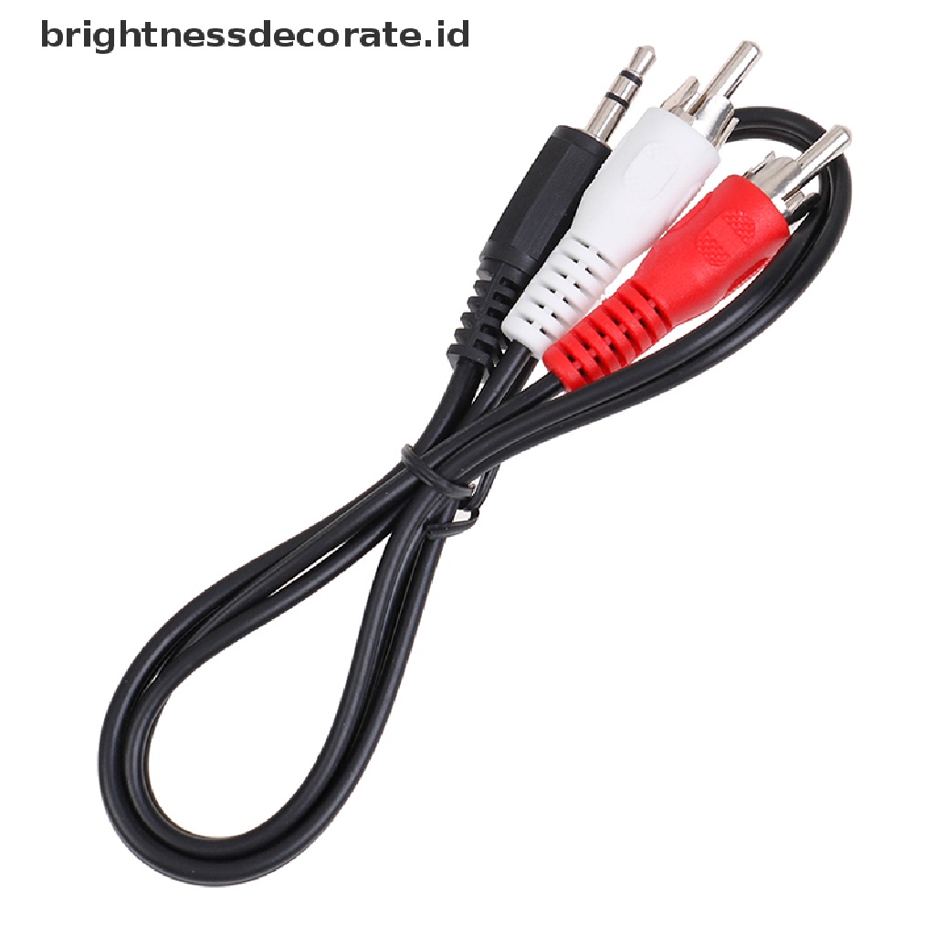 (birth) Kabel adapter jack audio 3.5mm Ke 2 RCA male stereo ohono Untuk speaker