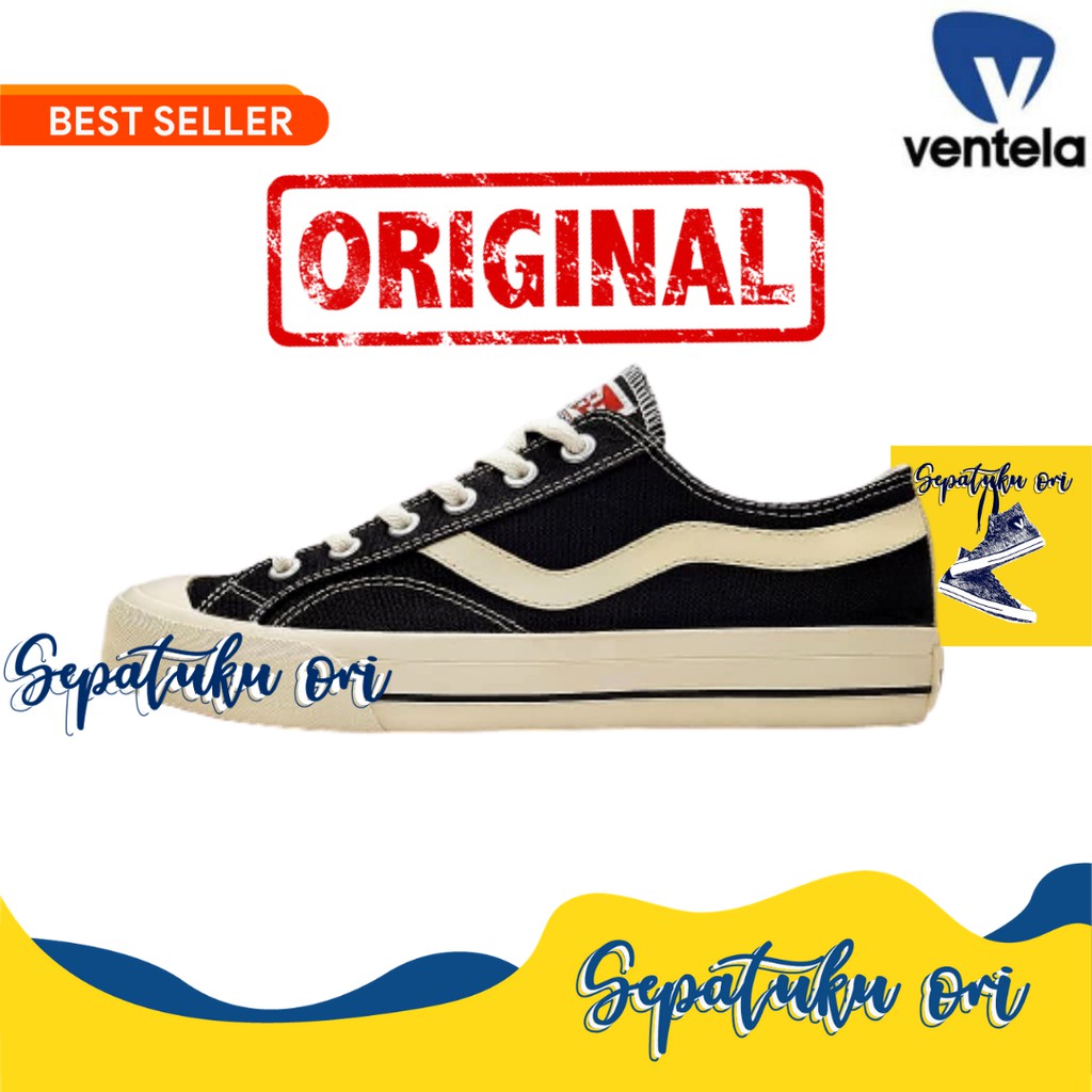 Sepatu Ventela Public Low Black Natural Original | Sneakers Pria Wanita Ventella Vantela Public Low 