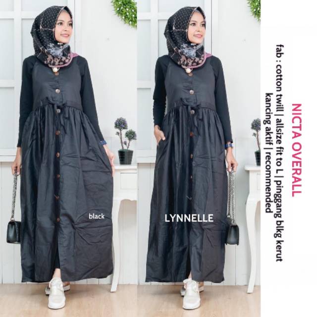 DRESS OVERALL NICITA HITAM POLOS