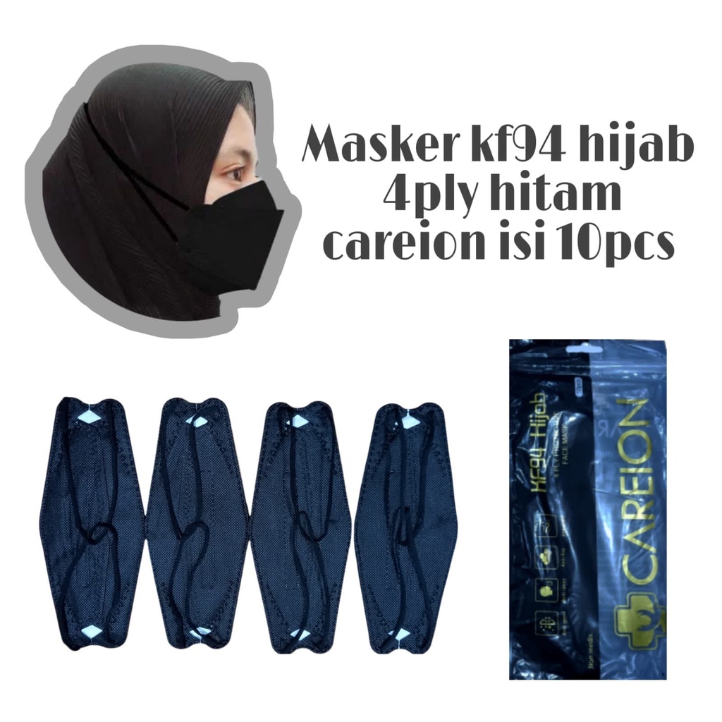 ENZ ® MASKER KF94 CAREION HIJAB HEADLOOP 4 PLY ISI 10 PCS CAREION 3D MASK WARNA DEWASA / KF94 HIJAB WARNA WARNI 1090