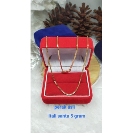 Kalung Itali Santa, Perak 925, Sepuh Emas Kuning