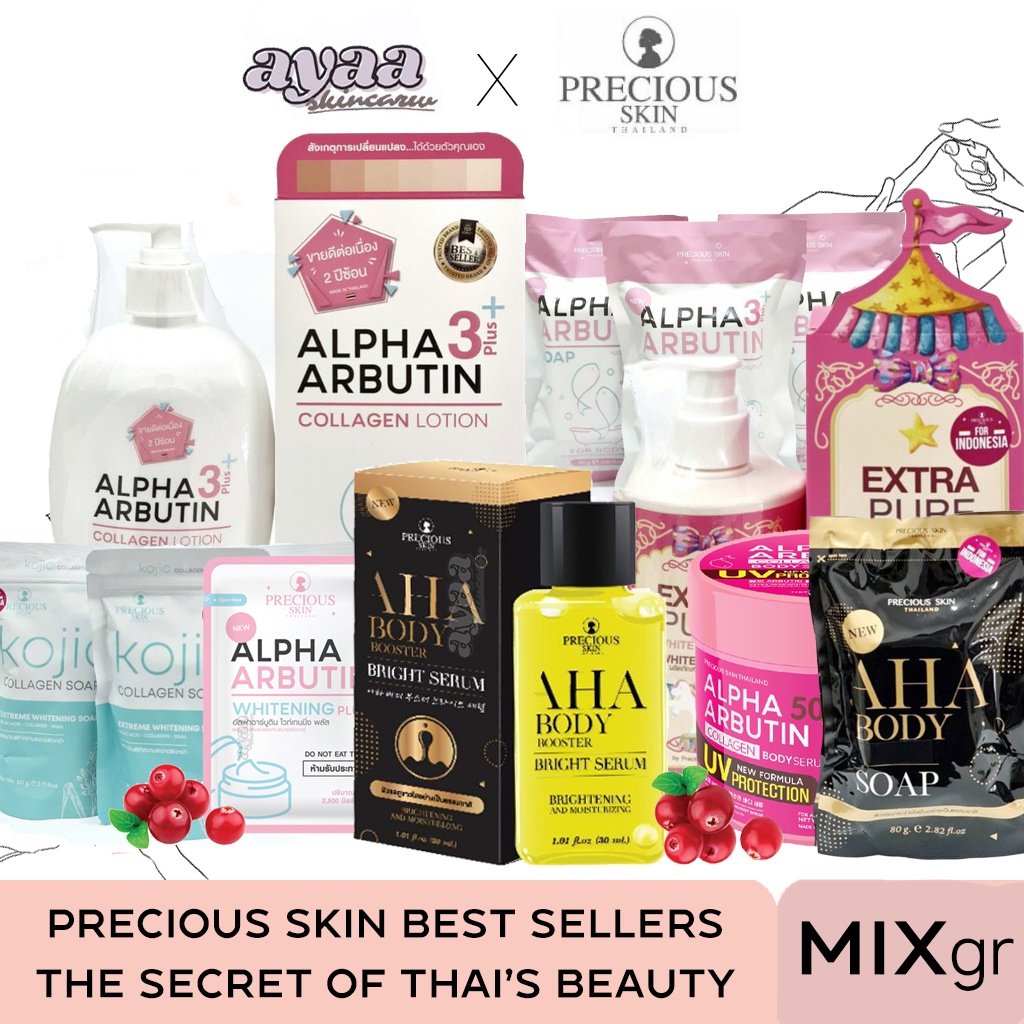 PRECIOUS SKIN MIMI WHITE AHA ALPHA ARBUTIN LOTION KOJIC SOAP ALL PRODUCT BPOM