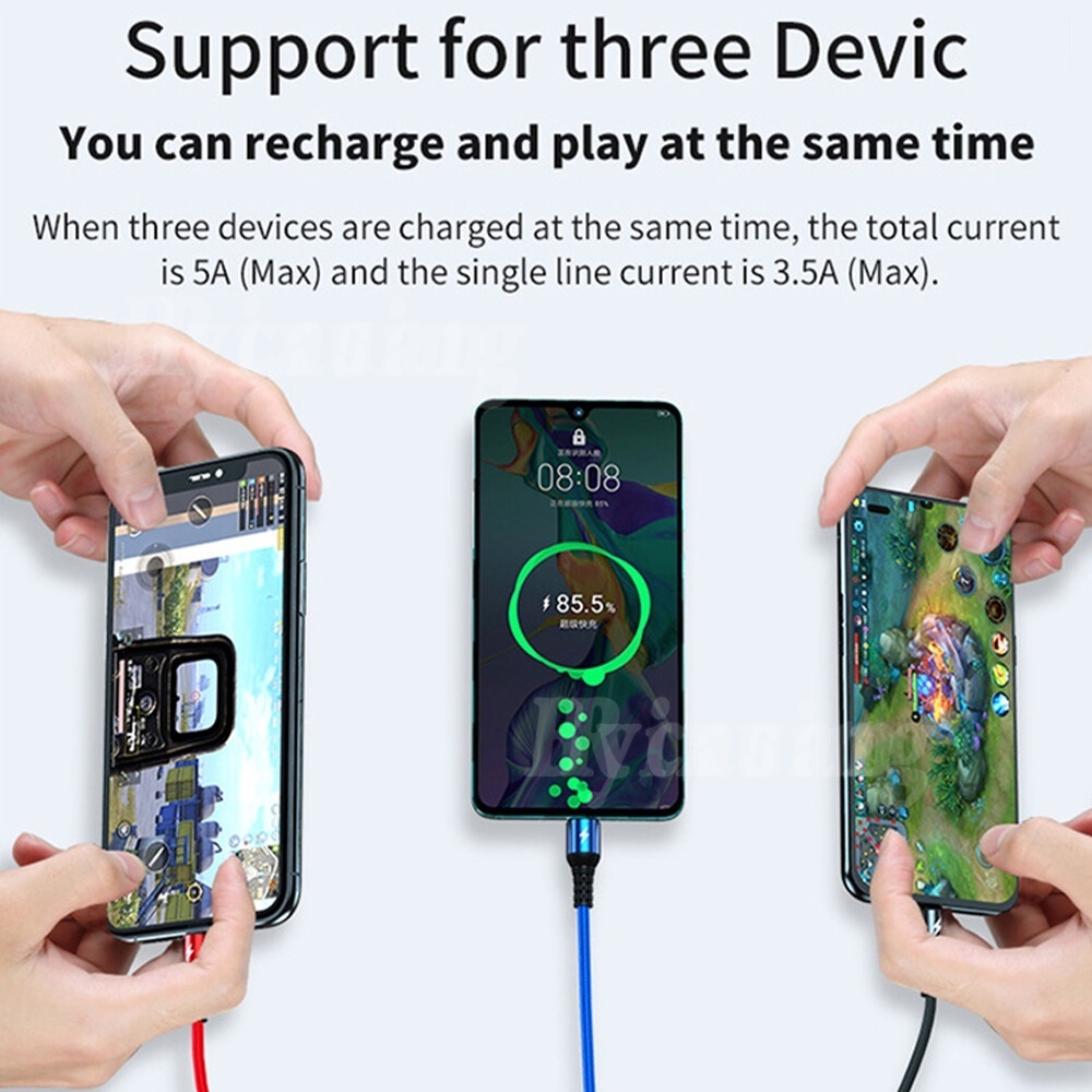 Rixuan Kabel Data / Charger USB Tipe-C / Micro USB 3in1 5A Fast Charging Untuk iPhone / Android