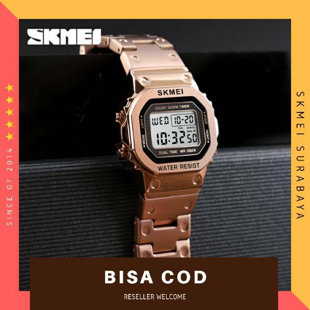 [ COD ] SKMEI 1433 JAM TANGAN WANITA PRIA ORIGINAL SPORT DIGITAL RANTAI SURABAYA BEBEK HELM EMOTICON