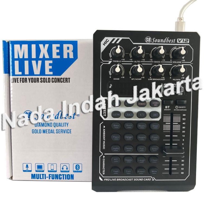 soundcard soundbest V12 live mixer streaming youtube bigo live grosir