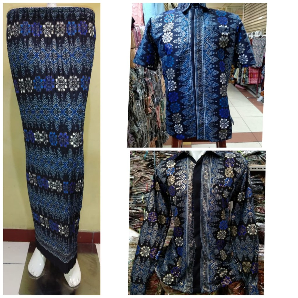 PROMO SET COUPLE KEMEJA ROK BATIK / SET COUPLE BATIK NAVY / SET BATIK COUPLE GOLD