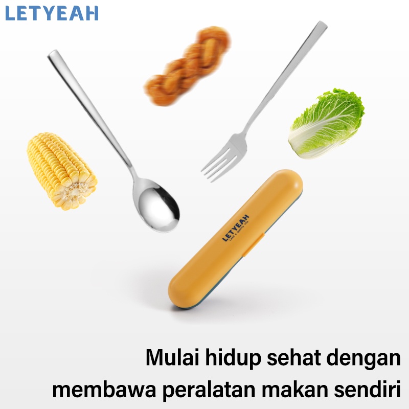 letyeah Cutlery set stainless 304 peralatan makan sendok garpu set portabel