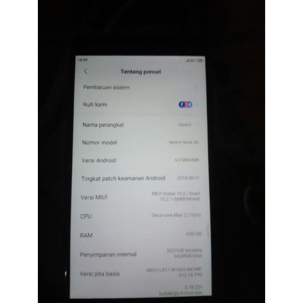 mesin xiaomi redmi note 4x 4/64 mediatek