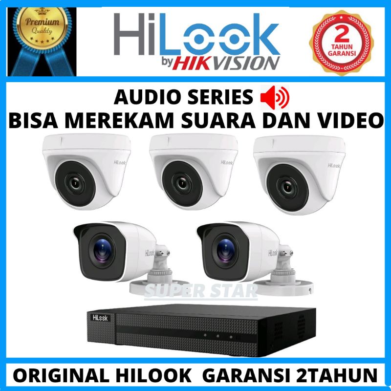 PAKET CCTV HILOOK 2MP AUDIO 8 CHANNEL 5 KAMERA KOMPLIT