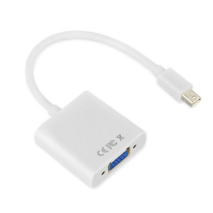 Mini Display Port Male to VGA Female Adapter - White